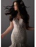 Strapless Sweetheart Neck Beaded Ivory Lace Tulle Buttons Back Wedding Dress